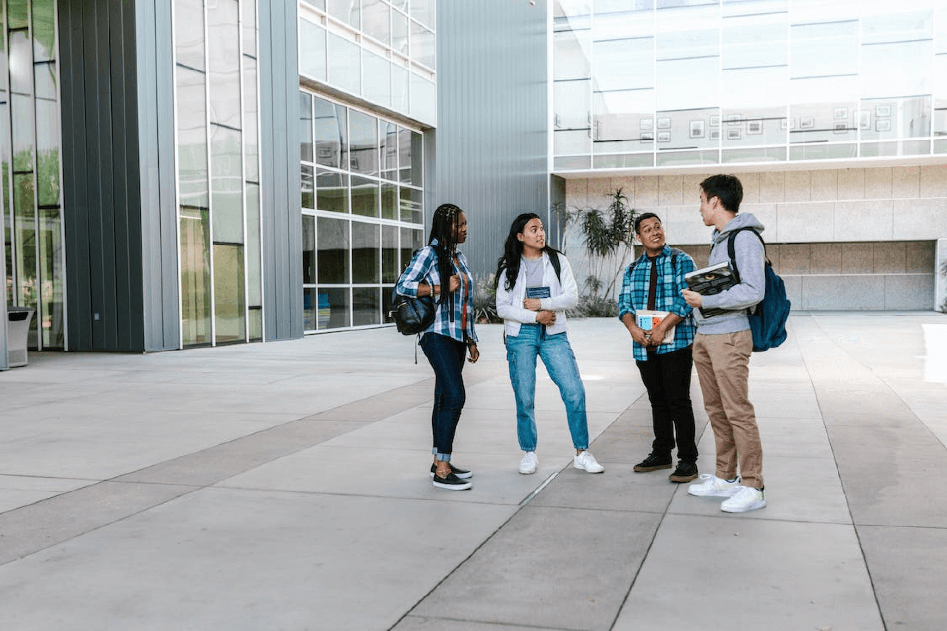 Students having a conversation
